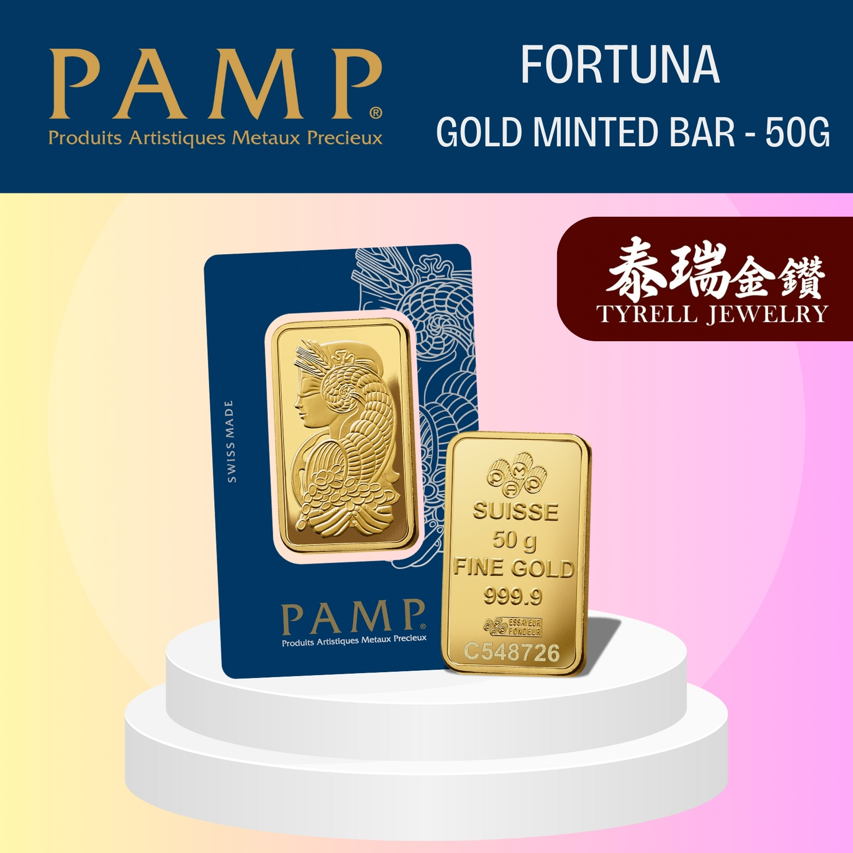 Fortuna Gold Minted Bar - 50g