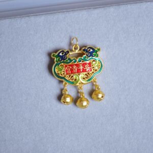 24K/999 Gold Longevity Pendant with Baked Enamel 烤漆足金长命锁/平安锁 