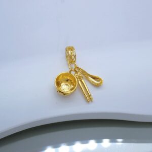 22K/916 Gold Charm Fortune Set - Chopsticks, Spoon and Bowl