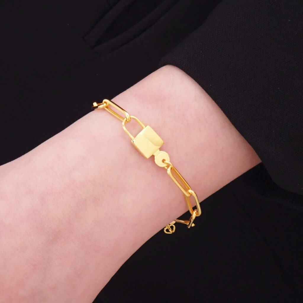 22K/916 Lock Key Gold Bracelet 钥匙锁头金手链