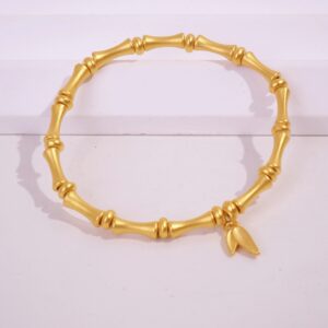 24K/999 Bamboo Gold Bracelet 竹节竹叶足金手链