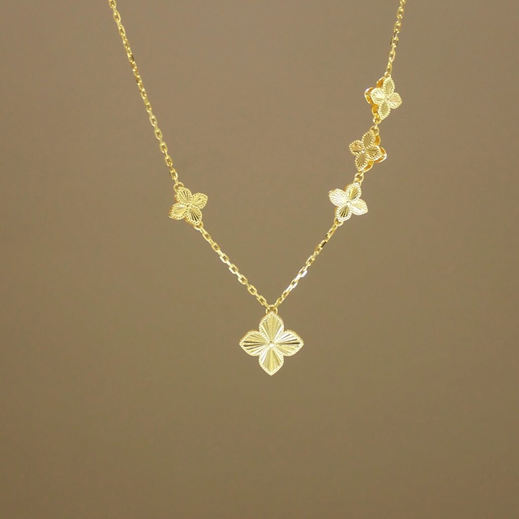 916 Clover Gold Chain Necklace 四叶草万字套链项链