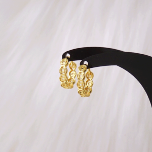 22K/916 铜钱金耳环 Coin Yellow Gold Earrings