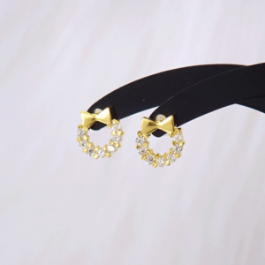 22K/916 Ribbon Earrings Set Yellow Gold 蝴蝶结缤纷金耳钉