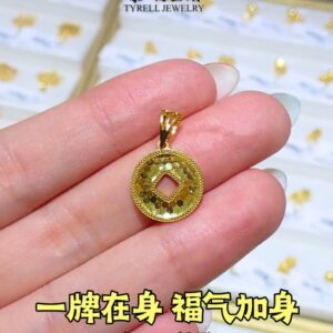 22K/916 高级百搭铜钱碎碎冰金吊坠 HIGH-END VERSATILE COPPER COIN SHATTERED ICE GOLD PENDANT