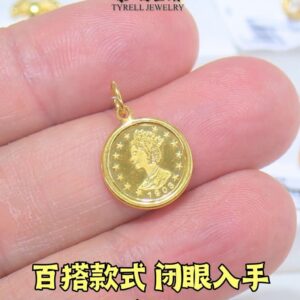 22K/916 精致百搭款女王金币金吊坠 DELICATE VERSATILE QUEEN COIN GOLD PENDANT