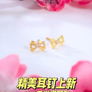 22K/916 精美蝴蝶结耳钉 DELICATE RIBBON EARRINGS