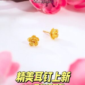 22K/916 精美玫瑰花耳钉 DELICATE ROSE EARRINGS
