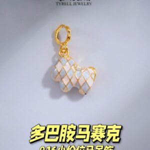 22K/916 多巴胺蓝粉色马赛克金吊坠 DOPAMINE BLUE AND PINK MOSAIC GOLD PENDANT