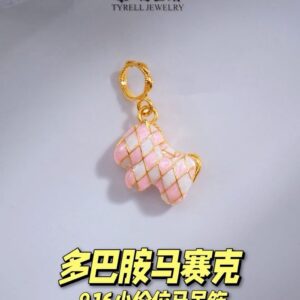 22K/916 多巴胺粉白色马赛克金吊坠 DOPAMINE PINK AND WHITE MOSAIC GOLD PENDANT
