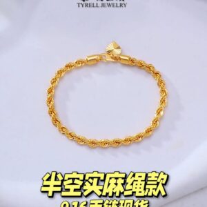 22K/916 半空实麻绳款手链 CLASSIC HOLLOW ROPE DESIGN GOLD BRACELET