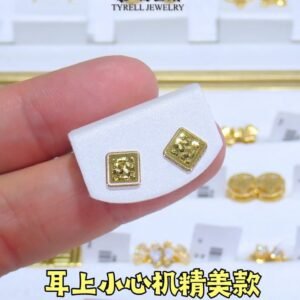 22K/916 四方块巧克力新品耳钉 NEW ARRIVAL CHOCOLATE BAR EARRINGS