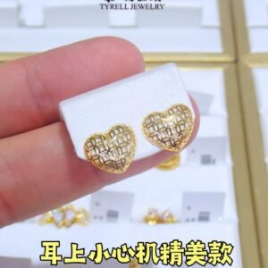 22K/916 精致款小爱心铜钱耳钉 DELICATE AND ELEGANT HEART-SHAPED COPPER COIN EARRINGS