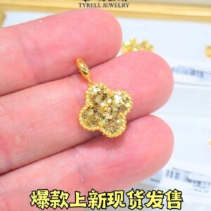 22K/916 精美款四叶草碎碎冰金吊坠 EXQUISITE CLOVER SHATTERED ICE GOLD PENDANT