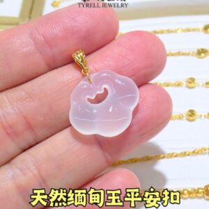 22K/916 天然缅甸玉平安扣吊坠 NATURAL BURMESE JADE PEACE BUCKLE PENDANT