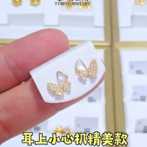 22K/916 精美款新品蝶恋珍珠耳钉 NEW ARRIVAL DELICATE BUTTERFLY PEARL EARRINGS
