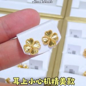 22K/916 精美款四叶草金耳钉 DELICATE AND EXQUISITE CLOVER GOLD EARRINGS