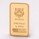 Maygold 1g minted gold bar front