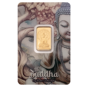 PAMP Suisse Buddha 5g gold bar, front showing a seated Buddha
