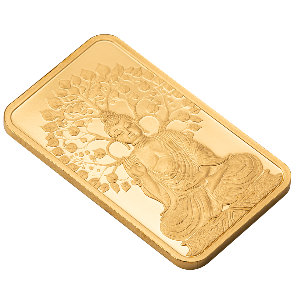 PAMP Buddha 5g gold bar sealed in its CertiPAMP assay card