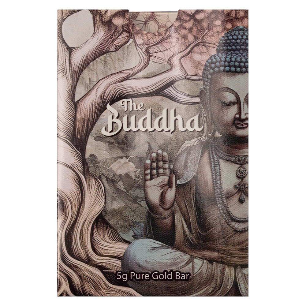 PAMP Buddha 5g gold bar sealed in its CertiPAMP assay card