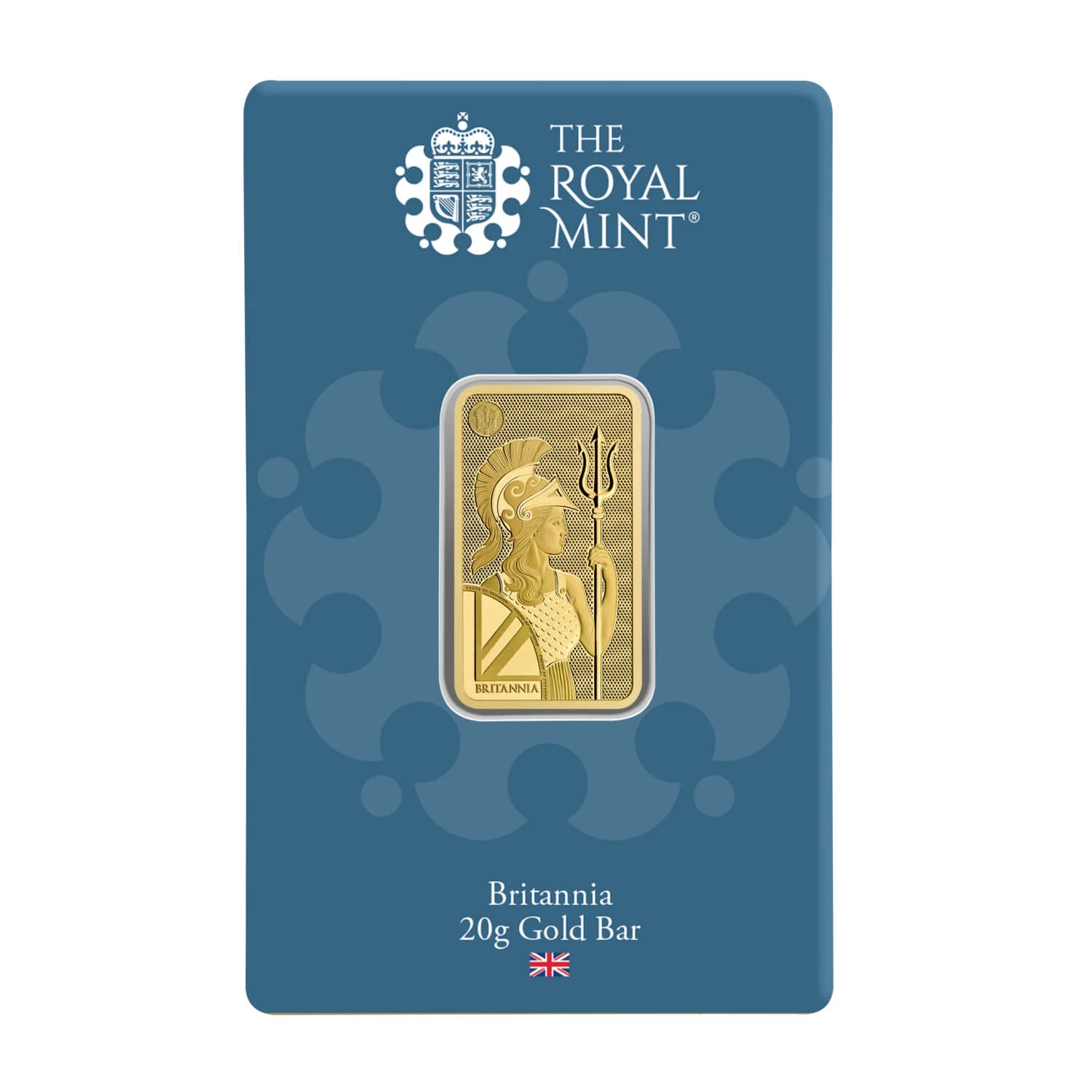 Royal Mint Britannia 20g gold bar, front showing Britannia design